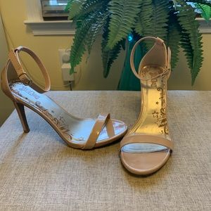 Nude ankle strap heels